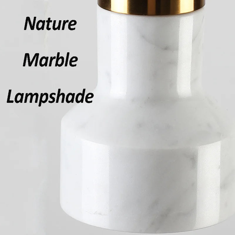 lustre nordique rétro en marbre de luxe led - vue 7 sur 8