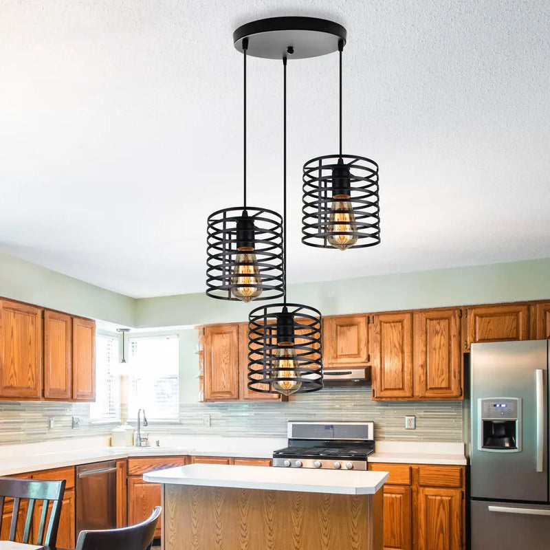 lustre suspendu moderne avec 1/3 têtes led vintage