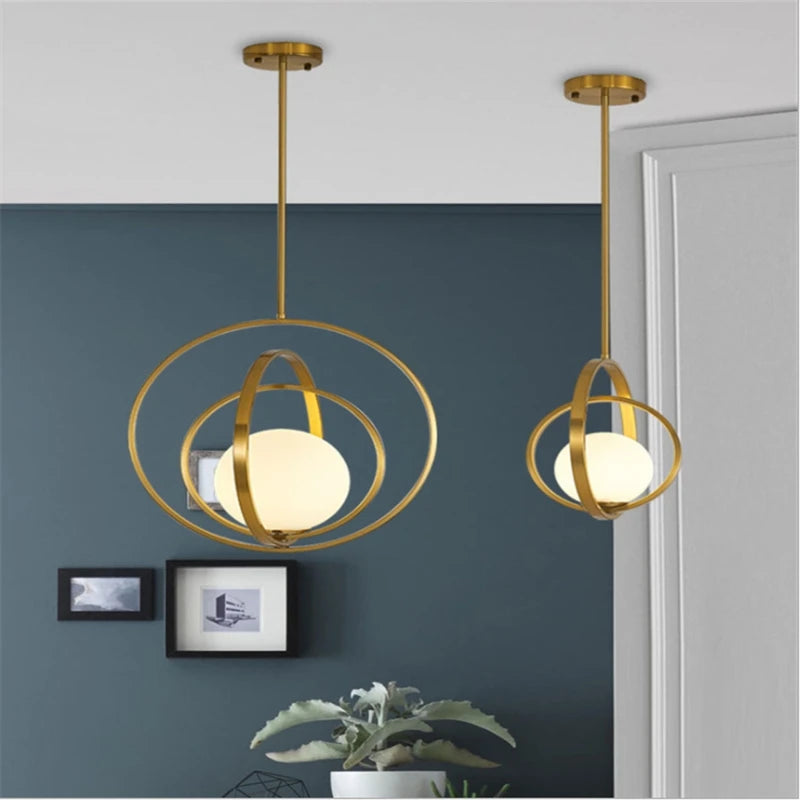 Lustre rond en verre nordique minimaliste design de luxe