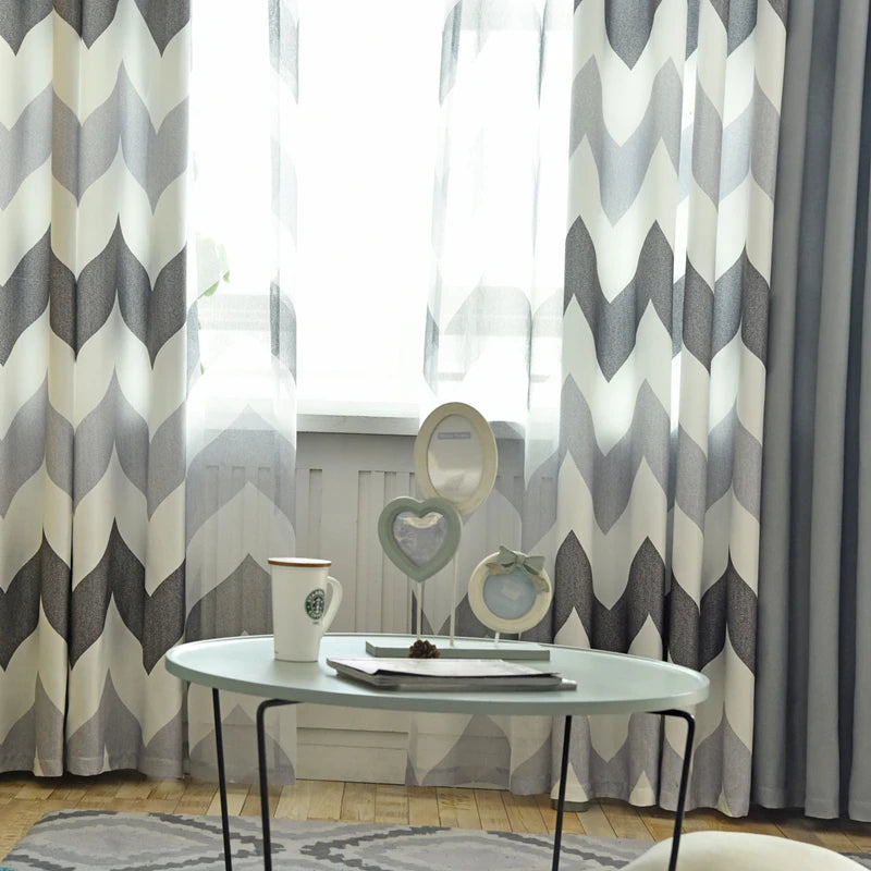 Rideau occultant à rayures style moderne ondulé chambre - vue 3 sur 10