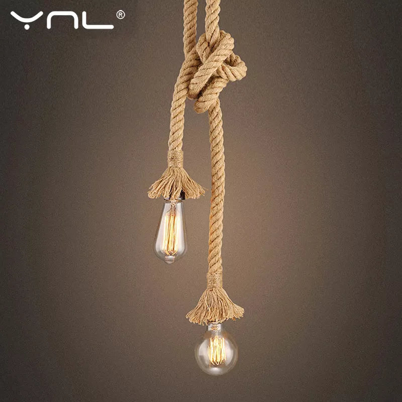 Suspension en corde de chanvre Vintage rétro lampe suspendue E27 AC 85-265 V décor industriel maison Restaurant lampe suspendue Edison lampe à main