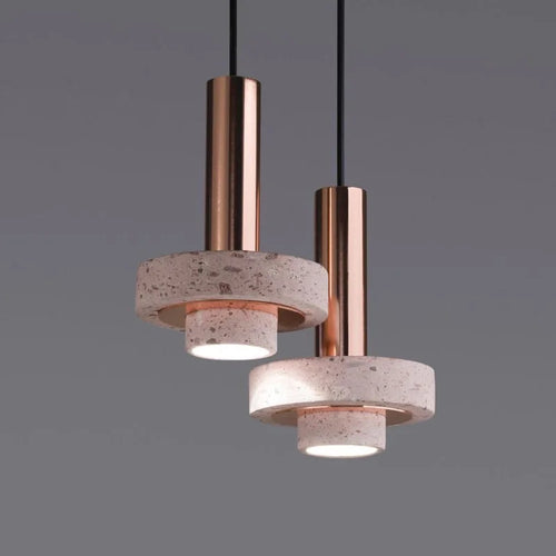 suspension LED circulaire en terrazzo design nordique minimaliste
