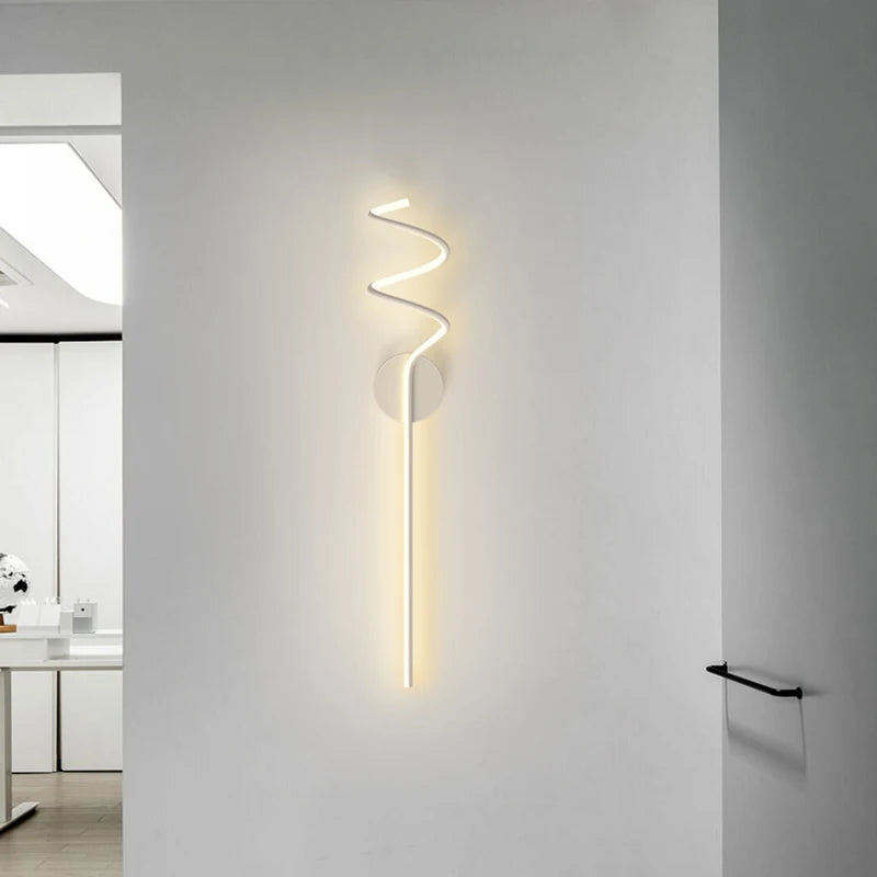applique murale scandinave simple en spirale en aluminium et métal led - vue 6 sur 12