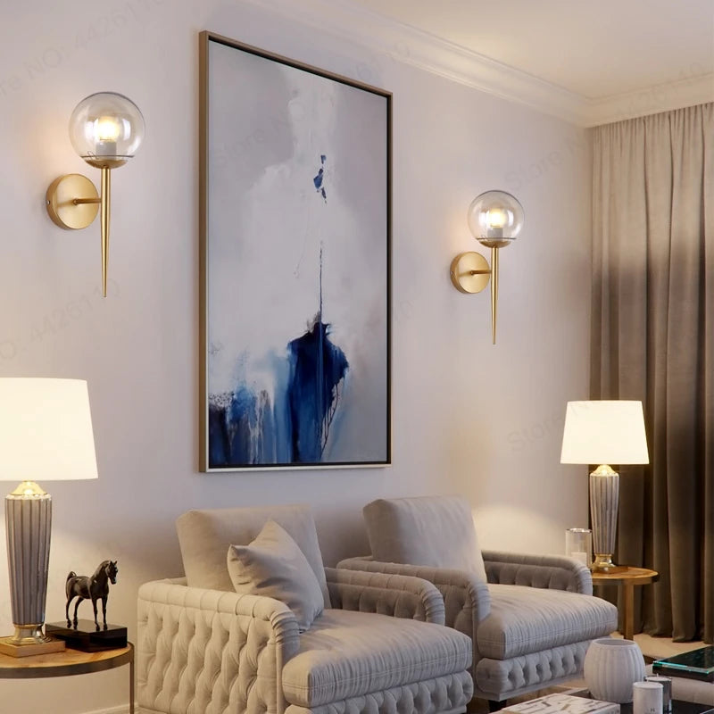 applique murale led boule verre moderne décoration intérieure nordique salon couloir - vue 5 sur 8