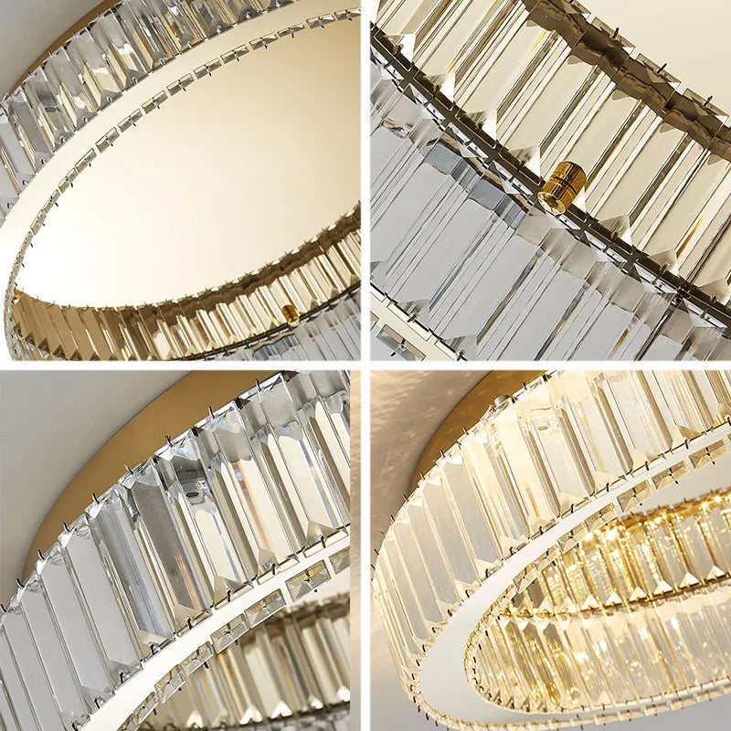 Plafonnier rond led cristal moderne simple - vue 5 sur 12