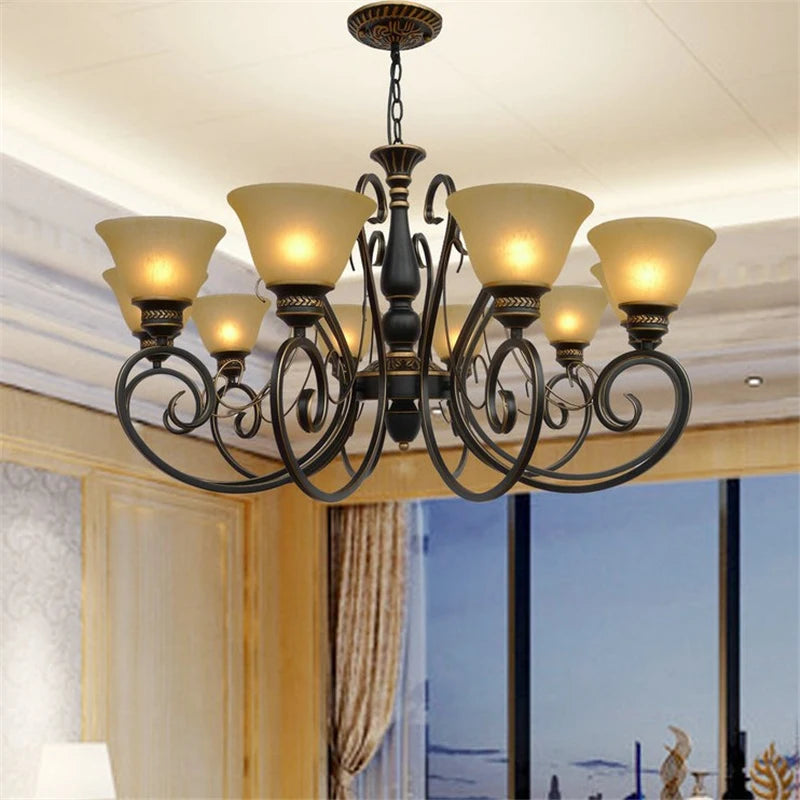 lustre vintage en fer forgé style européen éclairage rétro