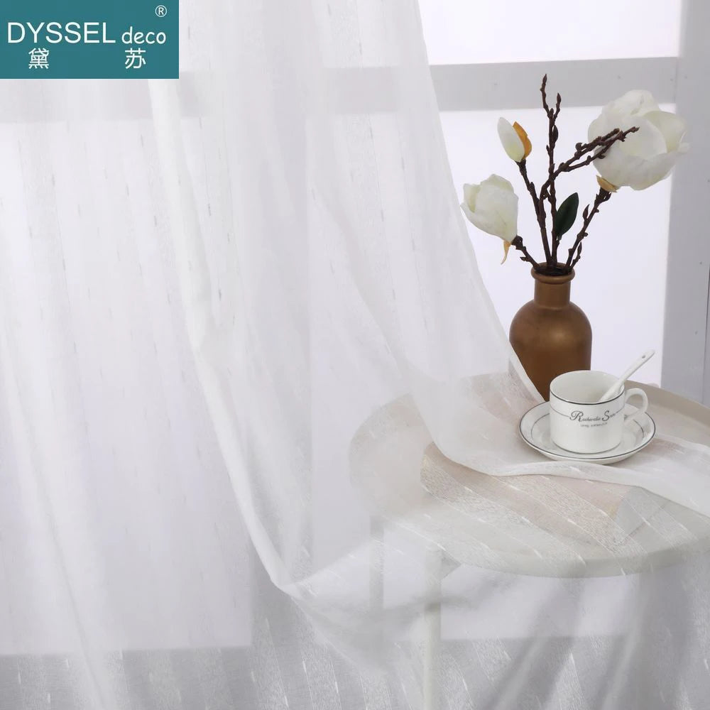 Voilage rayé style européen pour salon chambre cuisine - vue 3 sur 8