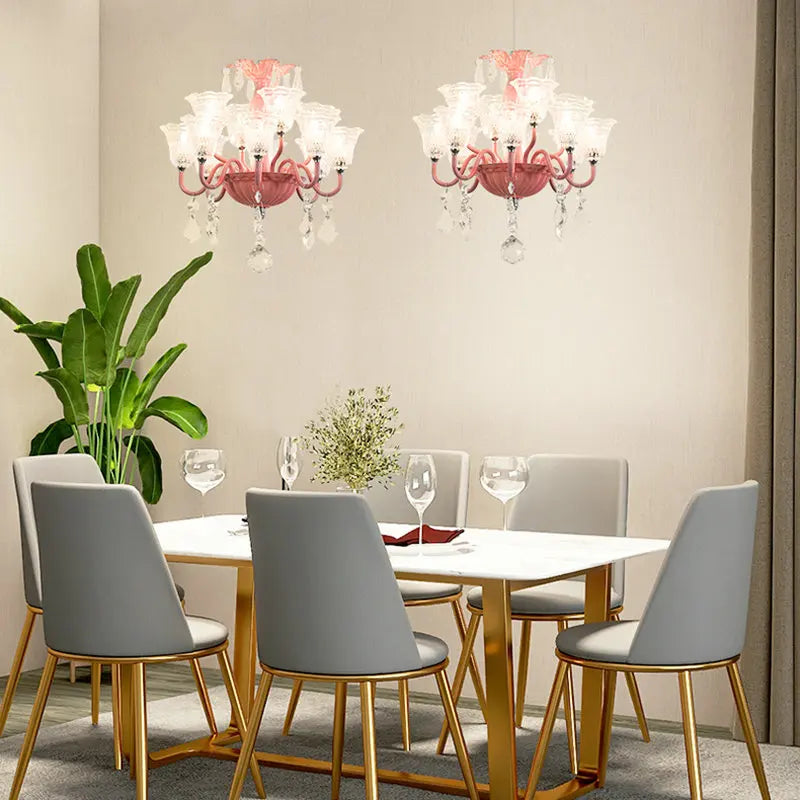 mini suspension créatives avec abat-jour en verre et cristal