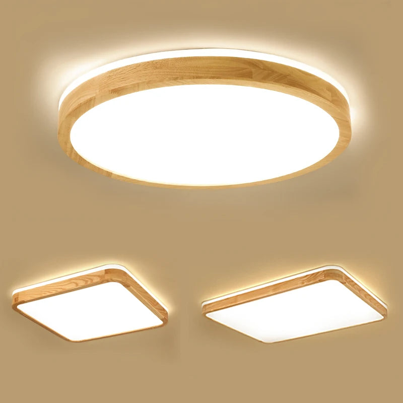plafonnier led ultra-fin japonais bois massif design moderne 2021
