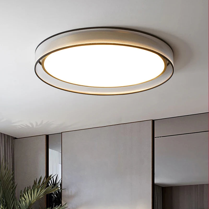 Plafonnier rond design simple LED et lanternes Jianmei hall rond tissu cuivre - vue 6 sur 12