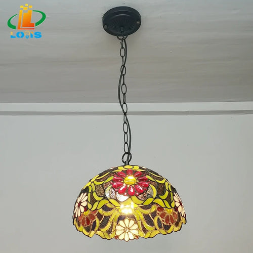 lustre en verre style européen à fleurs pour décoration intérieure
