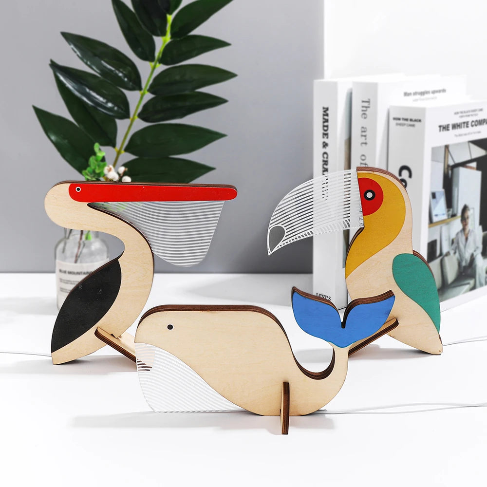 lampe de chevet enfant led bois acrylique usb veilleuse - vue 6 sur 17