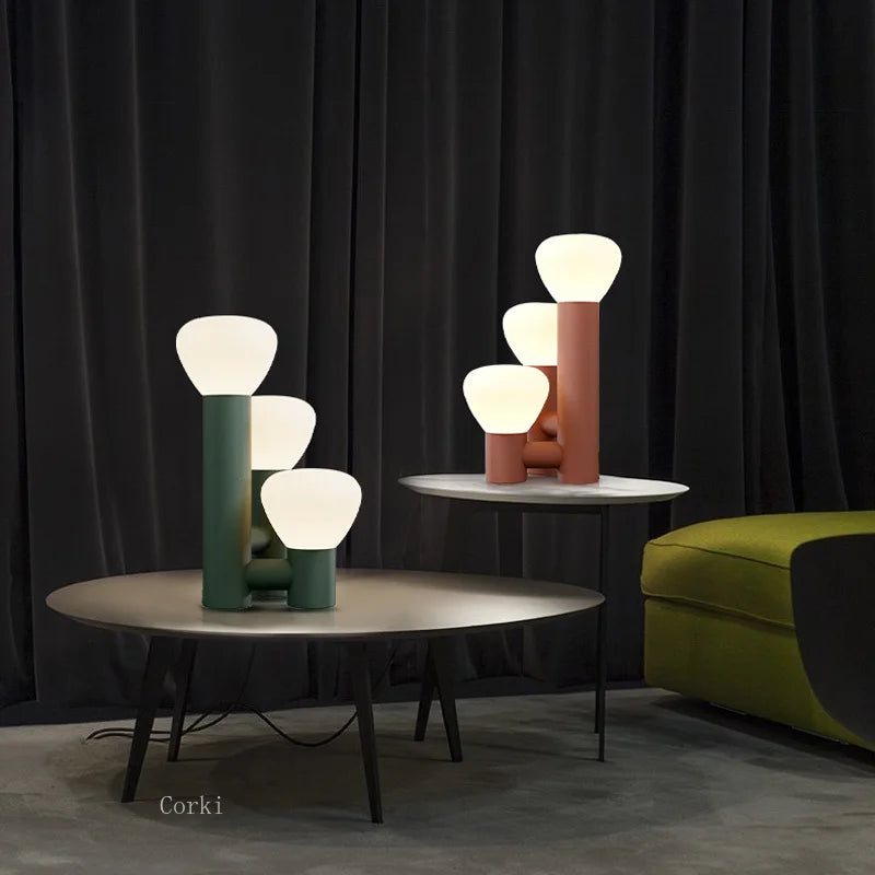 lampe de table design led nordique fer verre décoration - vue 4 sur 10