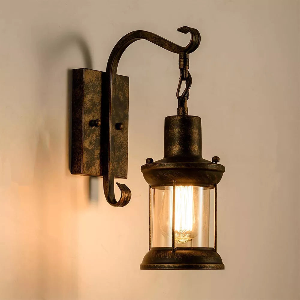 applique rétro métal industriel intérieur abat-jour verre - vue 3 sur 9