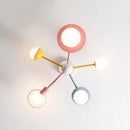 Nordique enfants chambre lustre éclairage abat-jour en verre dessin animé LED bleu rose plafonnier pour fille garçon enfants princesse chambre
