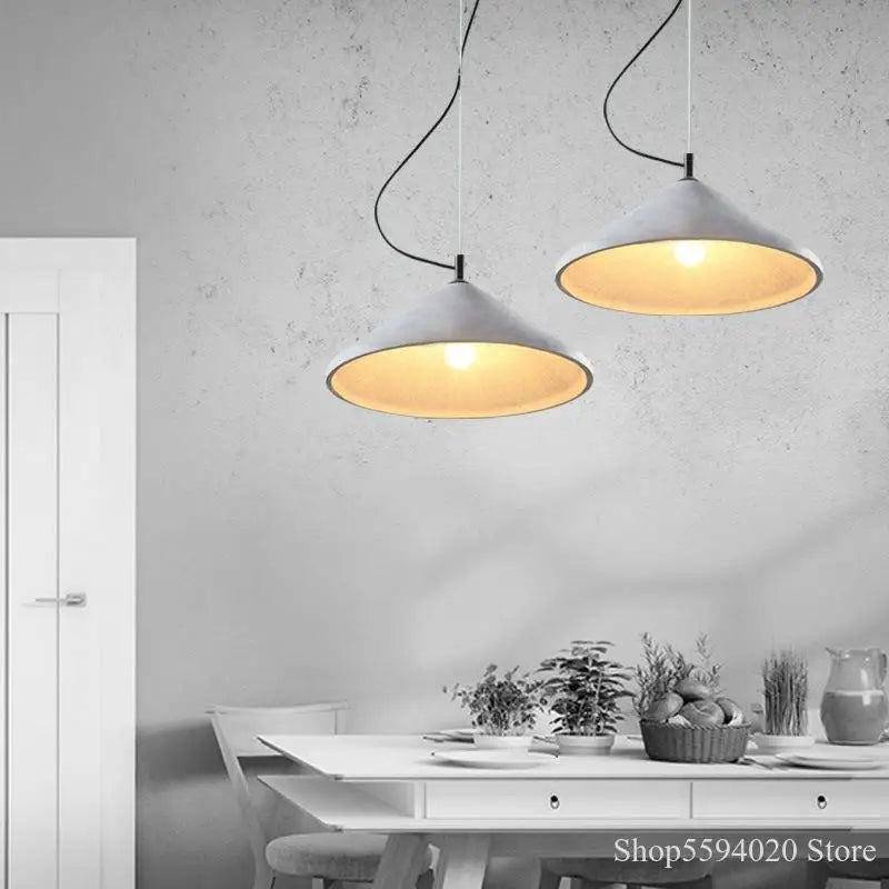 lustre rétro loft design en béton pour restaurant et salon led - vue 4 sur 6