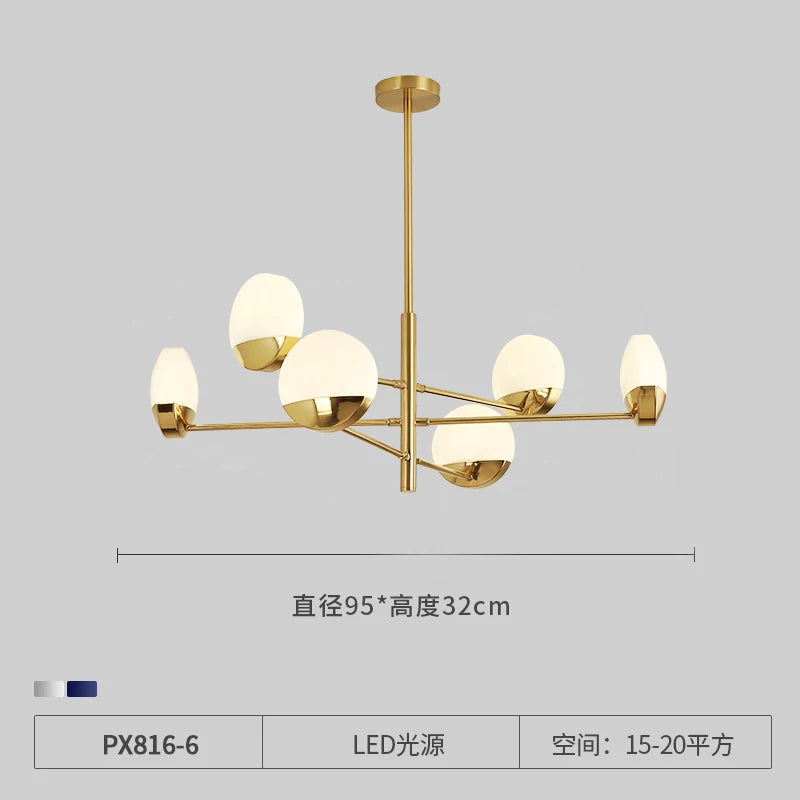 lustre moderne en verre à LED design créatif pour intérieur élégant - vue 9 sur 10
