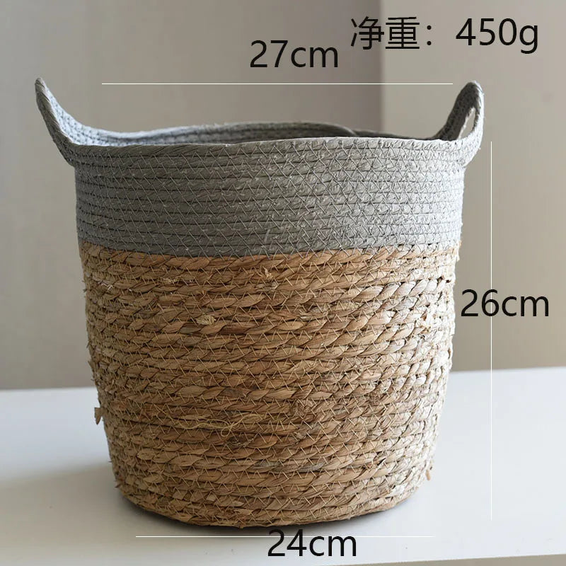 panier de rangement en paille pour décoration artisanale moderne - vue 11 sur 12