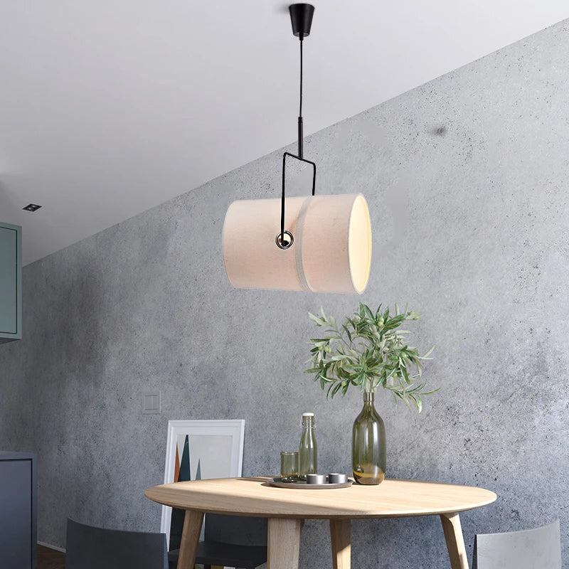 lustre rotatif nordique style loft moderne en tissu - vue 4 sur 5