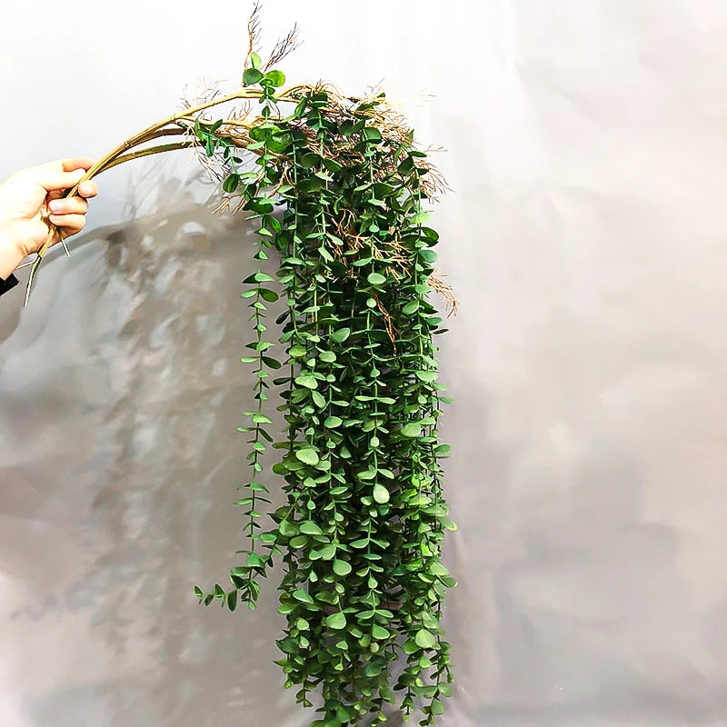 Plantes artificielles en rotin d'eucalyptus pour décoration murale et extérieure