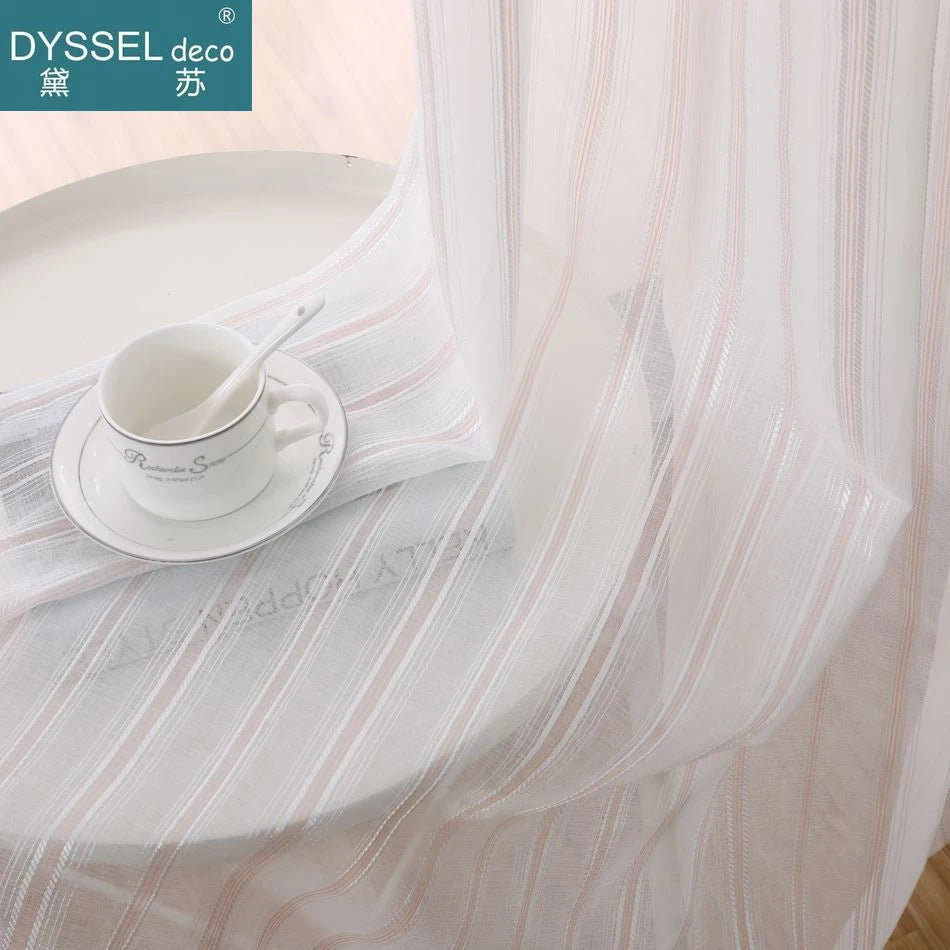 Rideau lin style europeen rayures leger pour salon