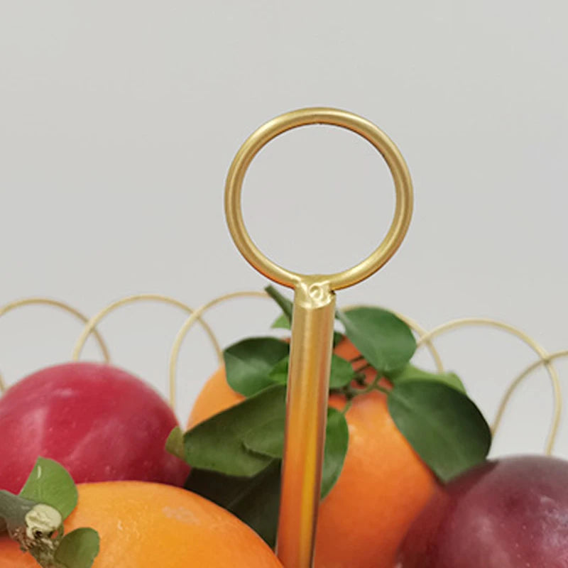 panier de rangement doré à deux niveaux décoratif pour fruits et gâteaux