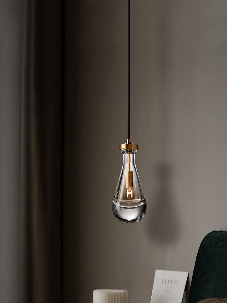 lustre moderne simple en verre de cuivre de luxe à tête unique