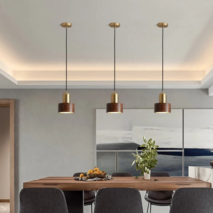suspension laiton noyer bar restaurant - vue 5 sur 9