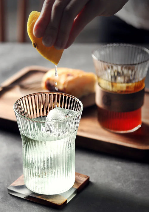 Ensemble 4 verres ondulés style relief verre transparent
