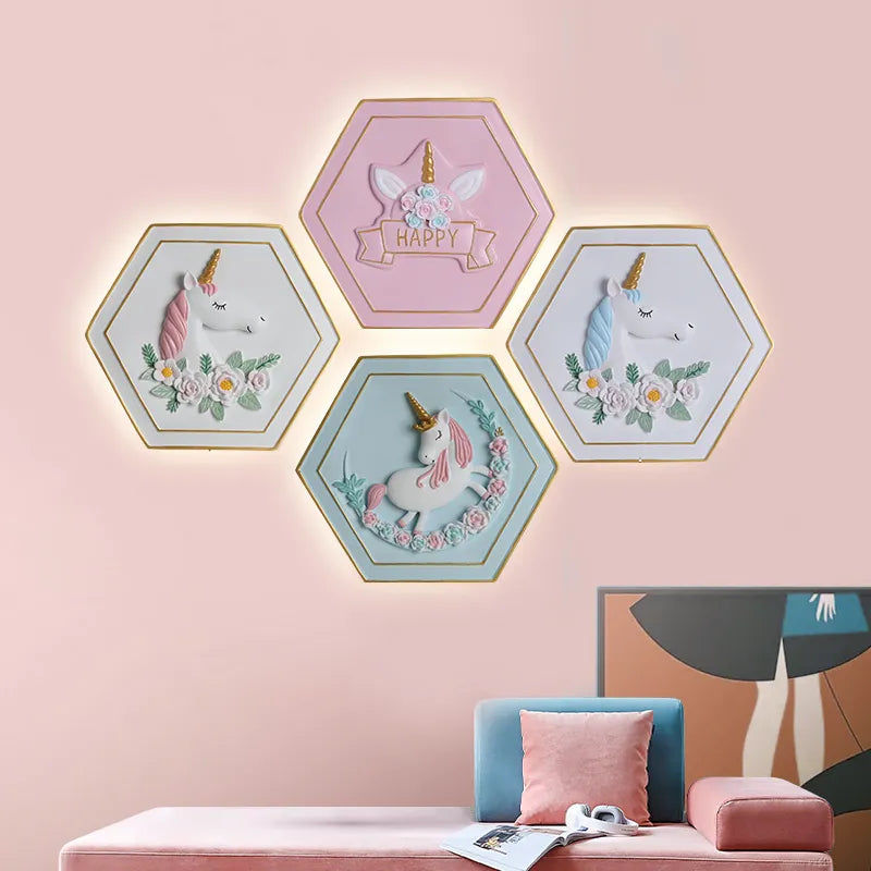applique murale hexagonale princesse astronaute - vue 2 sur 13