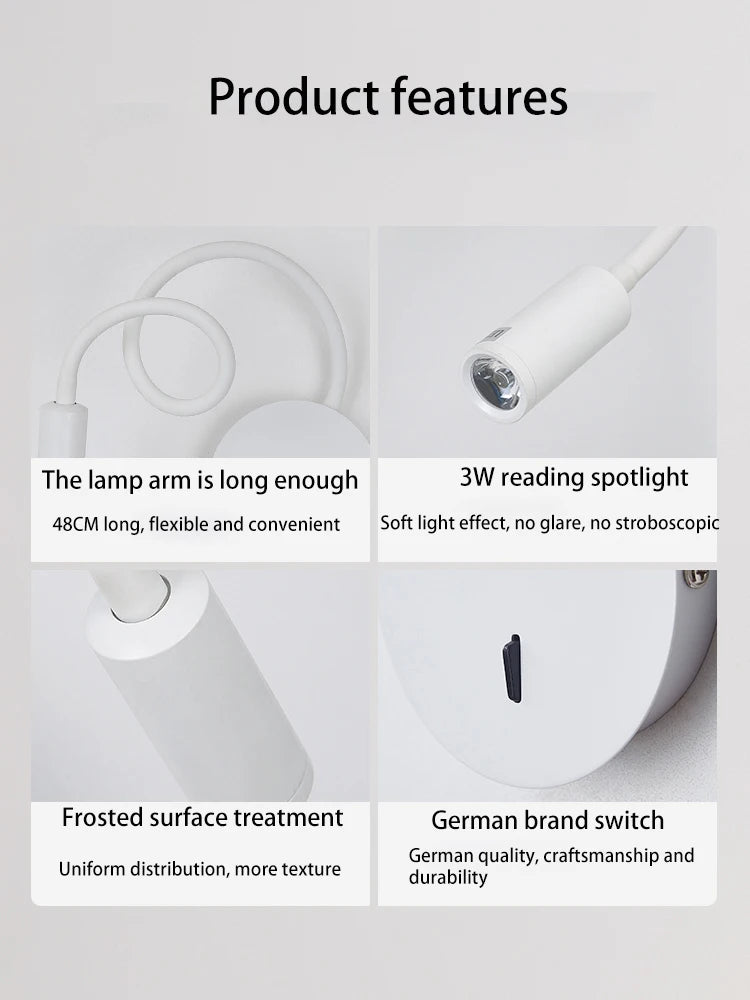 lampe de lecture led flexible pour maison hôtel