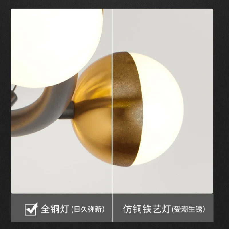 lustre led style nordique boule de verre moderne créatif galvanoplastie - vue 6 sur 8