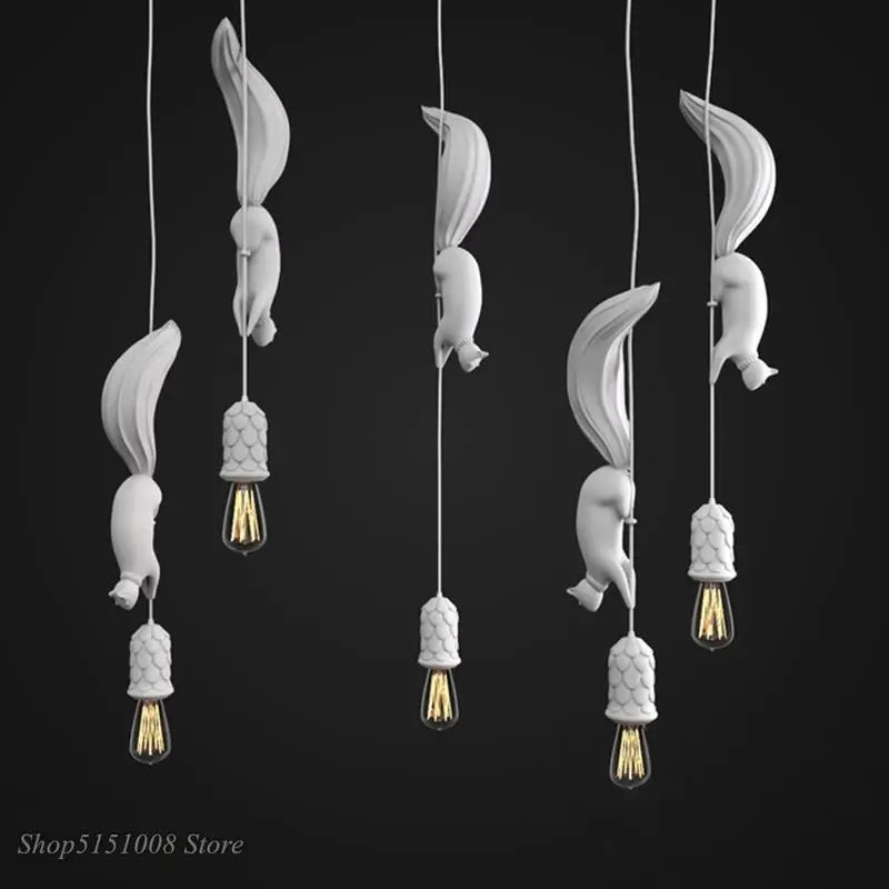 lampe suspension résine écureuil nordique led loft décoratif