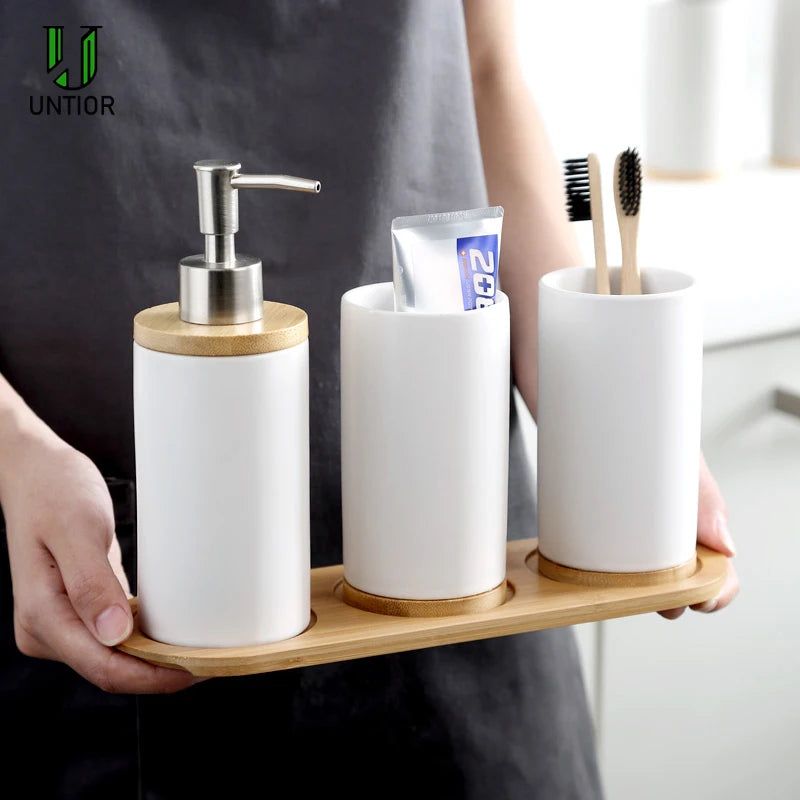 ensemble d'accessoires de salle de bain en céramique trois pièces design - vue 4 sur 21