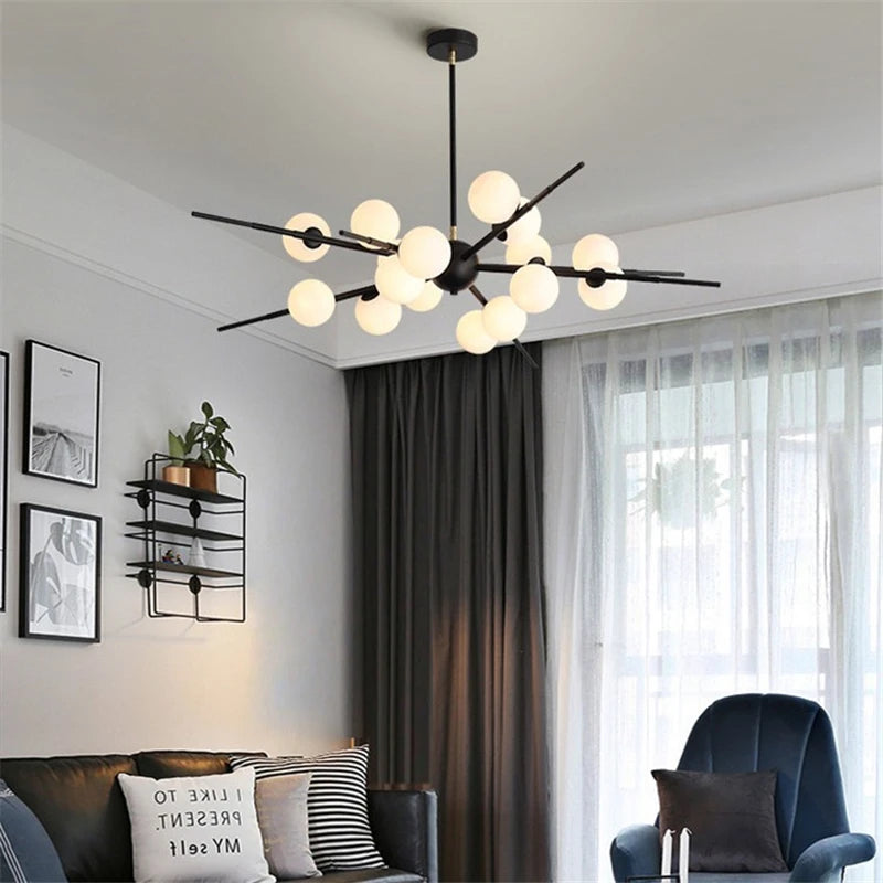 lustre led moderne en verre boule nordique pour bar café - vue 5 sur 10