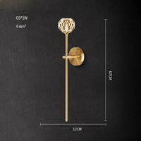applique murale led postmoderne en cuivre et cristal
