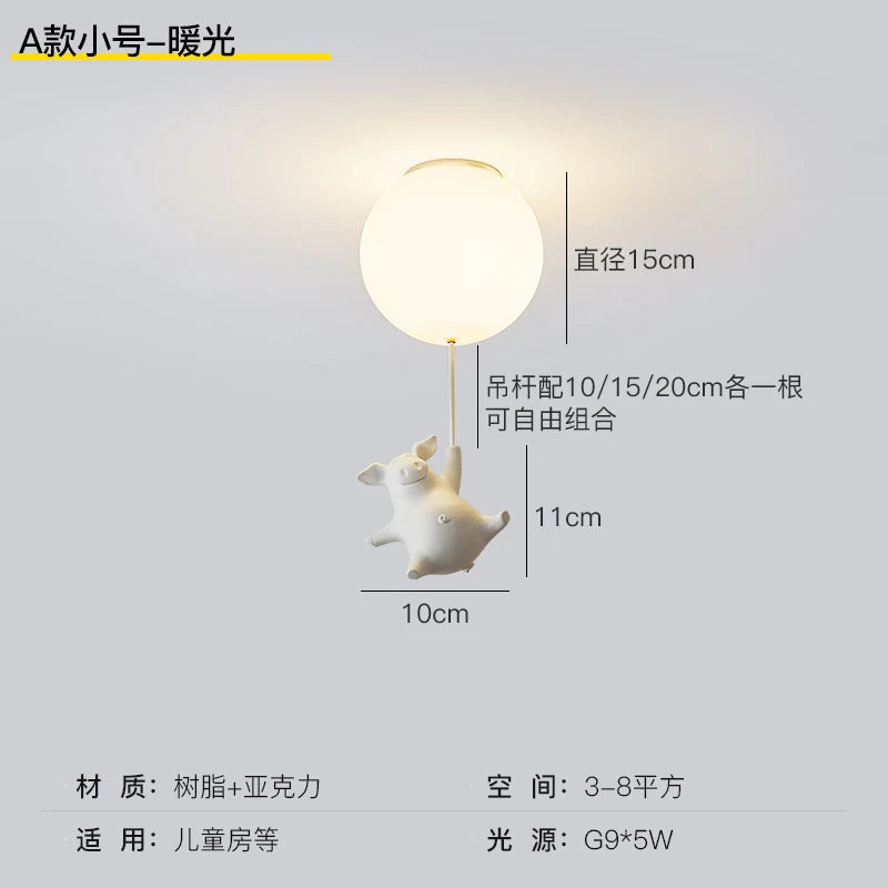 plafonnier led cochon volant pour décoration enfants - vue 12 sur 16