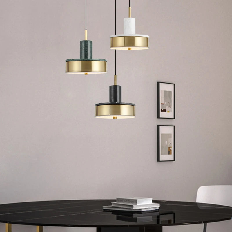 suspension en marbre à tête unique lampe à trois tons pour intérieur