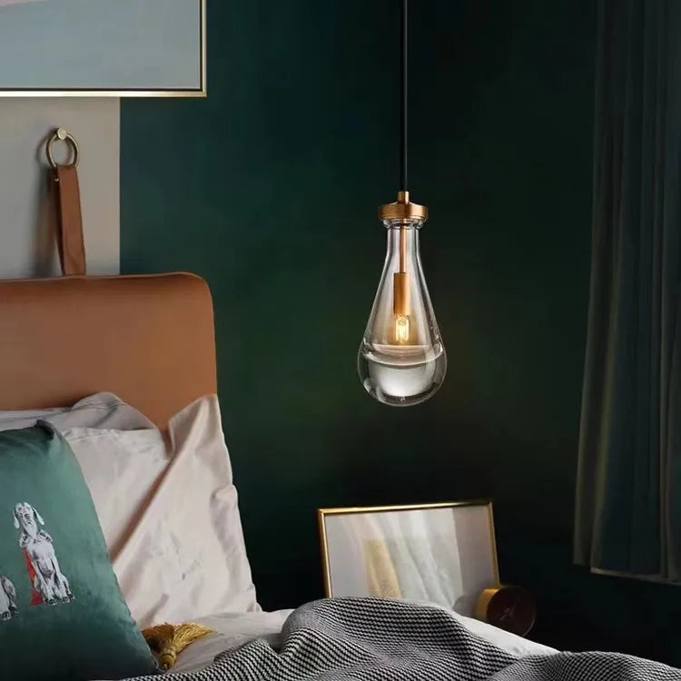 lustre moderne simple en verre de cuivre de luxe à tête unique