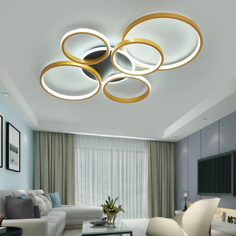NEO Gleam moderne plafond lustre lumières pour salon étude chambre AC85-265V noir/or couleur led lustre luminaires - vue 5 sur 11