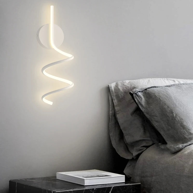 applique murale scandinave simple en spirale en aluminium et métal led