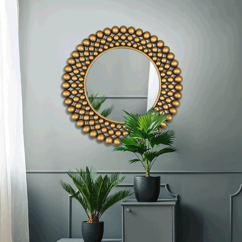 miroir décoratif rond en fer pour intérieur élégant