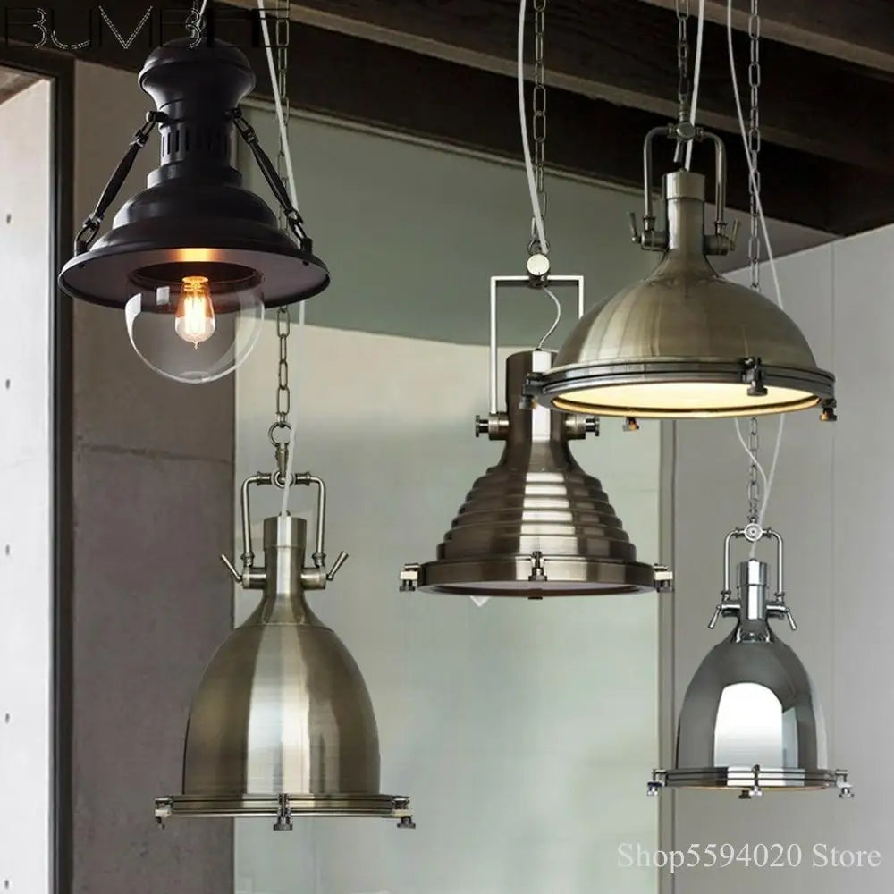 suspension style loft campagne américaine éclairage rétro industriel - vue 4 sur 9