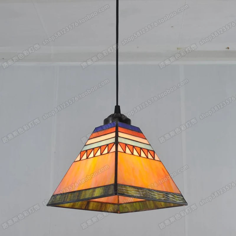 lustre espagnol tiffany pour restaurant et café vitré - vue 2 sur 6