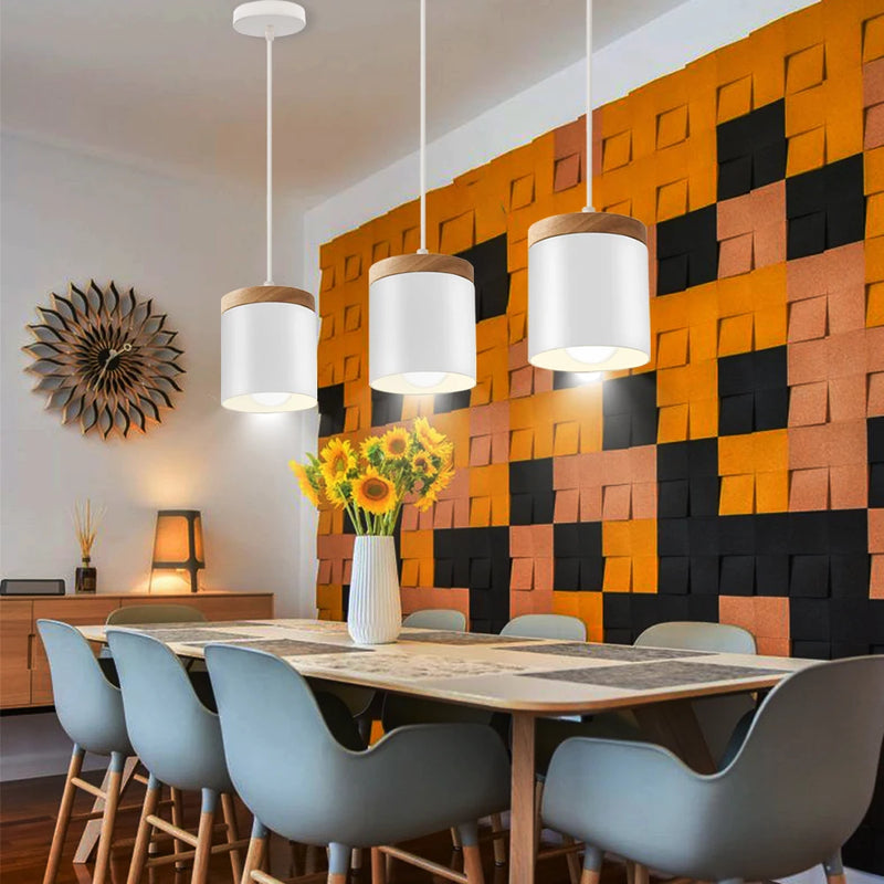 lampes suspendues nordiques en bois moderne pour éclairage intérieur