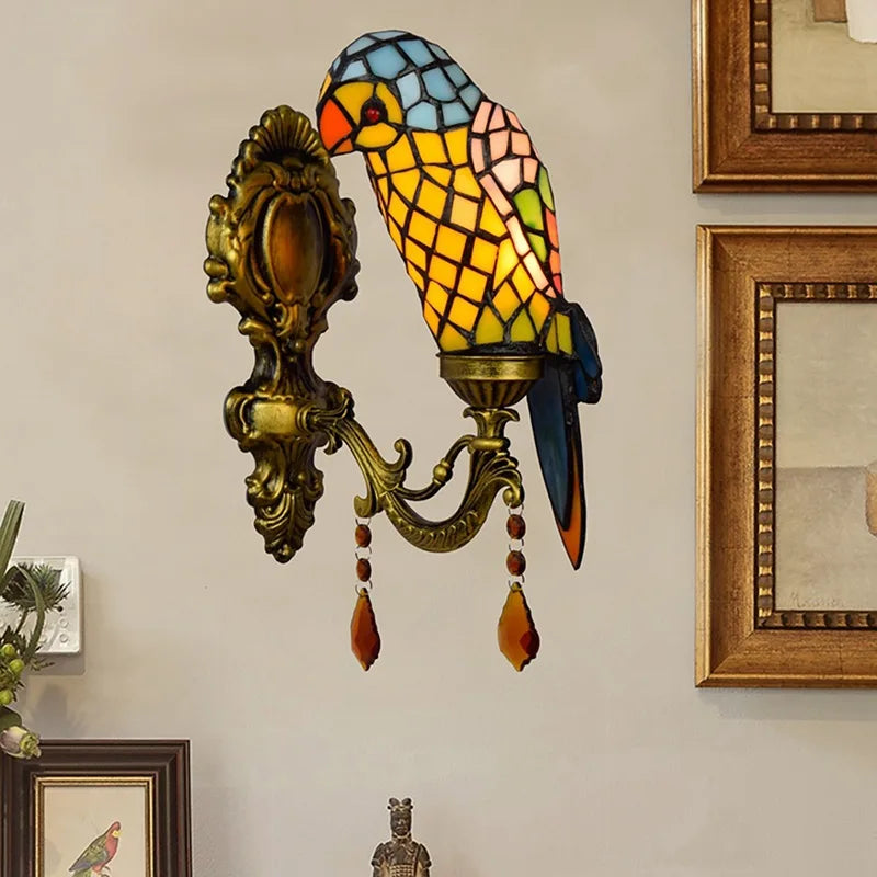 applique murale design en verre coloré motif perroquet - vue 5 sur 20