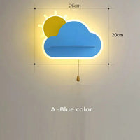 applique murale led enfants métal tirette rose-bleu-blanc