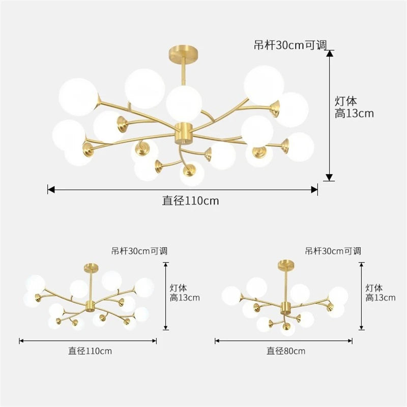 lustre led moderne nouvelle lampe suspension moléculaire nordique - vue 6 sur 14