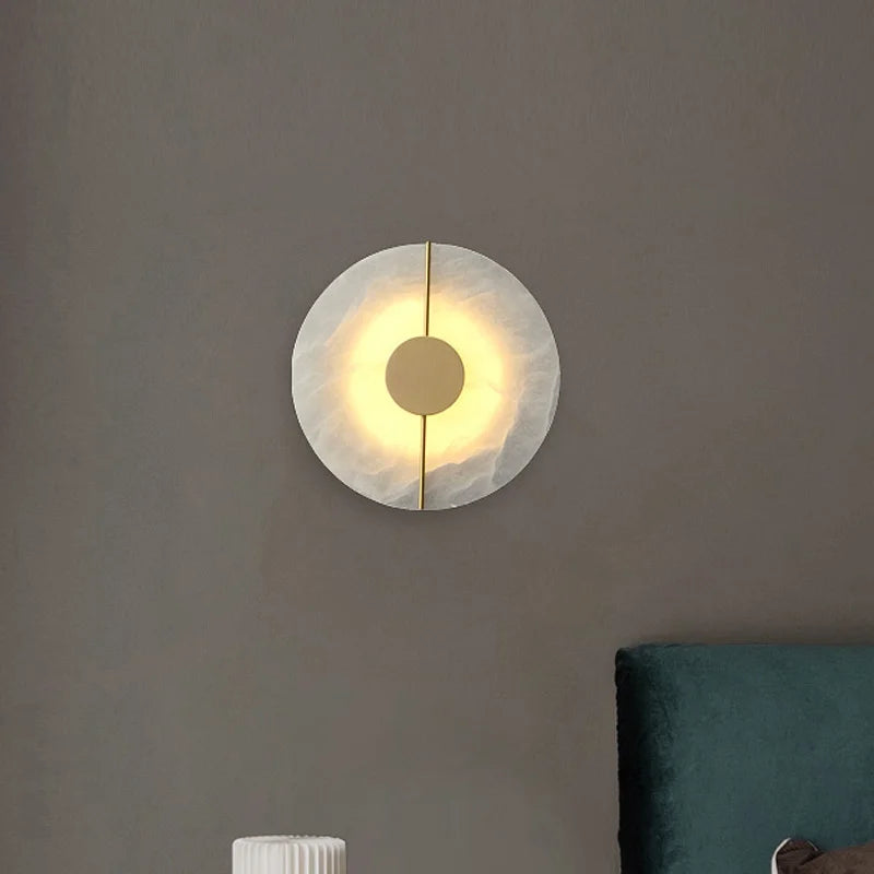 applique murale en marbre et cuivre led de luxe - vue 2 sur 7