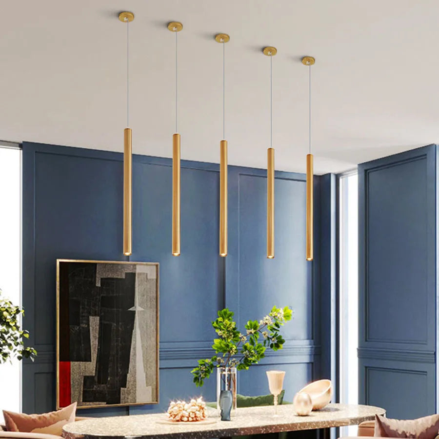 Cylindre Long Tube suspension LED lumières magasin Bar comptoir île suspension lampe fond salle à manger restaurant suspension lumière - vue 6 sur 12